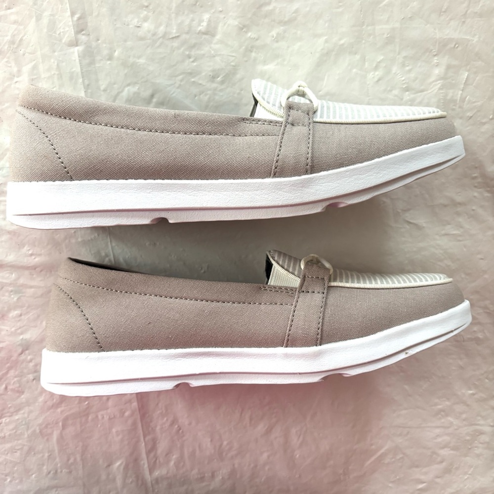 NWOT Island Surf Gray White FOM Gia Ortho Canvas Boat Loafers SZ 8.5 - Picture 3 of 13